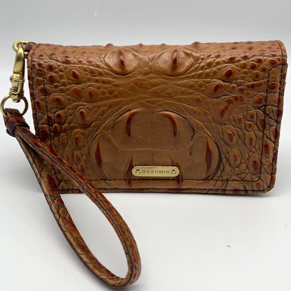 Brahmin Pecan Melbourne Croc Embossed Leather Wristlet Wallet - Picture 12 of 12